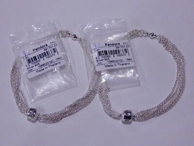 PANDORA Multi Strand Mesh Bracelet 591701-23 9.1 Sterling Silver (ONE) NEW! - Image 1 of 4