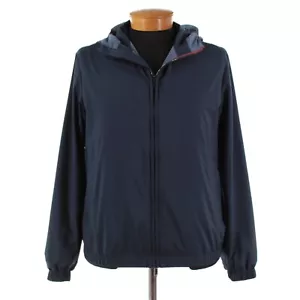 Luciano Barbera NWT 100% Polyester Hooded Jacket Size 52 (L US) In Solid Blue - Picture 1 of 12