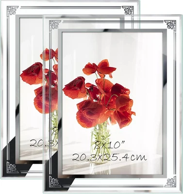 8X10 Picture Frame Set of 2, Glass Photo Frame 8 by 10 for Tabletop, Horizontall - Image 1 of 4