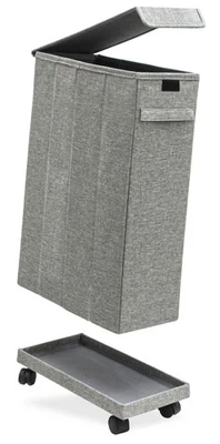 50L Wäschekorb mit Rollen - 20x40x60 Wäschesammler Schmal - Wäsche Nischenregal  - Bild 1 von 4