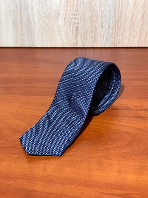 Corbata Hugo Boss repelente al agua 100 % seda azul lunares hecha en Italia Foto 1 de 4