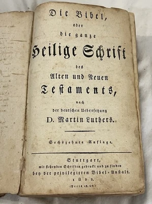 1822 German-language Bible translated by Martin Luther.  Includes Lock of Hair. - Image 1 of 4
