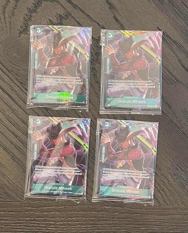 4x Dracule Mihawk ST12-003 Illustration Box Vol 4 NM Eng One Piece Promo Playset - Image 1 of 1