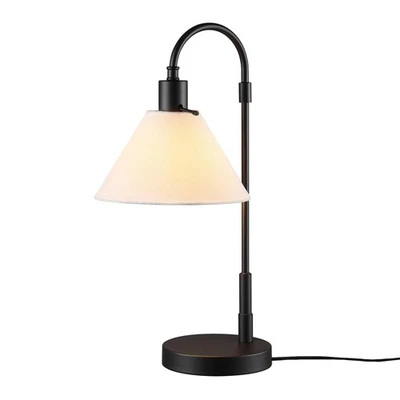 Globe Electric 20" Table Lamp, Matte Black, White Fabric Shade, Rotary Switch... - Image 1 of 4