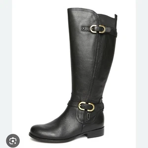 NEW Naturalizer Black Leather Jennings Knee High Riding Boots Size 7 Wide Calf - Picture 1 of 11