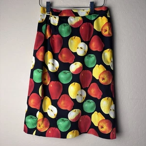 Escada Margaretha Ley~Apple Multicolor Print 100% Cotton Skirt Size EU 38 US 4-6 - Picture 1 of 10
