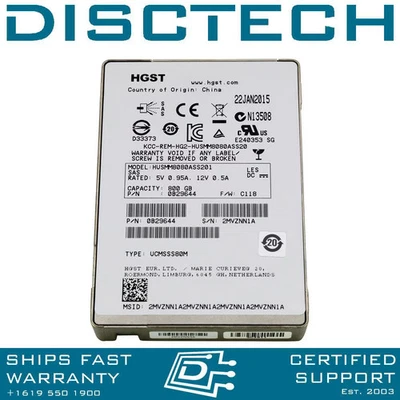 HGST 800GB WI SAS SSD HUSMM8080ASS201 / 0B28592 800GB SAS 12Gbps R730 R740 R640 - Image 1 of 4
