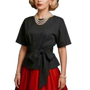 BLUSA HAE BY HAEKIM ASIMÉTRICA CON CINTURÓN TALLA F DISEÑO MINIMALISTA GRIS MARFIL - Imagen 1 de 14