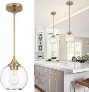 Pendant Light Gold with Clear Glass Globe Shade 7” Kitchen Island 1 Light - Bild 1 von 15