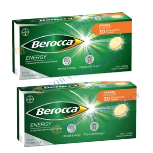 2 x Berocca Energy Vitamin B & C - Orange Flavour Effervescent 30 Tablets = 60T - Picture 1 of 5