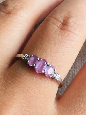 Anillo rubí diamante genuino plata esterlina vintage talla 6 Foto 1 de 4