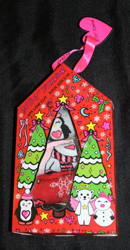 Nuevo BETSEY JOHNSON 6 Pack de Calcetines Navidad Corte Bajo Talla 5-10 Foto 1 de 1