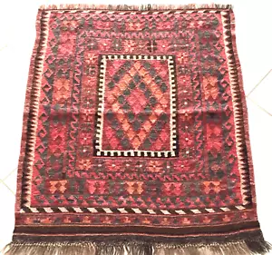 Kelim Teppich Maimana Nomaden Orient Handgewebt Fussmatte Rosa Rug Carpet Tapis - Bild 1 von 12