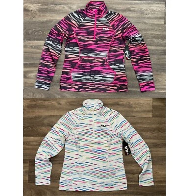 2- FILA SPORT  Womens Size Small Curve Quarter Zip Printed Fleece-Lined Pullover Foto 1 de 4