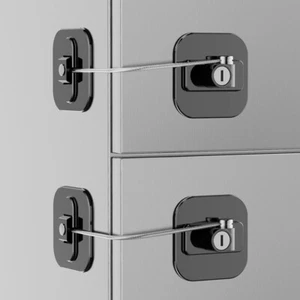 1 Stück Kühlschrank Türschlösser Doppelknopf selbstklebend Kühlschrankschloss mit Schlüssel - Bild 1 von 7