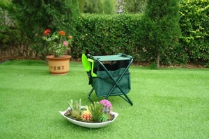 Taburete de asiento de jardín plegable con compartimento de almacenamiento de herramientas banco portátil compacto - Imagen 1 de 2