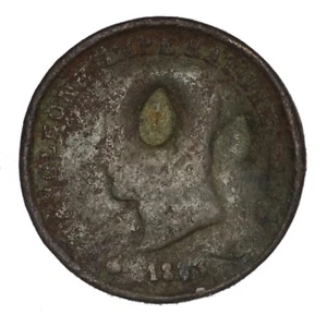 ITALIA NAPOLEONE 3 Centesimi 1813 M - Contromarcata con due foglie Countermark - Imagen 1 de 2