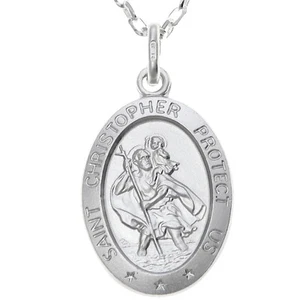 Sterling Silver St Christopher pendant necklace with 18" chain and gift box - Picture 1 of 5
