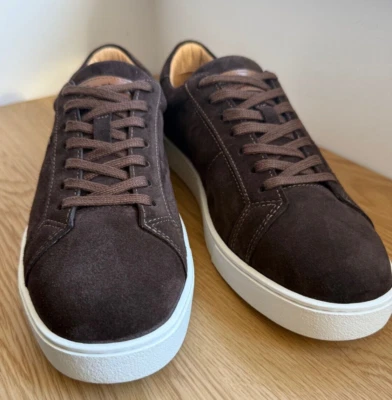 SANTONI Hombre Marrón Oscuro Gamuza Zapatillas / Zapatos / Hecho en Italia / 42EU / 9US Foto 1 de 4