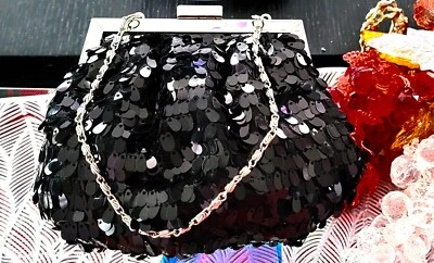 New With Tags Style & Co. Small Black & GOLD Sequin Mesh Purse - Image 1 of 4