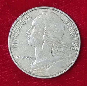 20 Cent Cent Centimes 1963 France Coin Coin LAFRIFFOUL / REPUBLIQUE FRANÇAISE - Picture 1 of 2