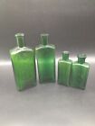 4 Green Poison Bottles Not To Be Taken Rectangular Antique
