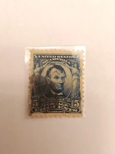US Scott 304 Abraham Lincoln 5¢ Blue Stamp 1903 - Picture 1 of 12
