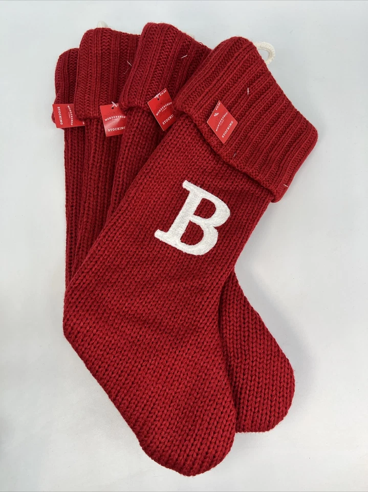 Wondershop Knit Monogram Christmas Stocking B Red - Easy Hanging
