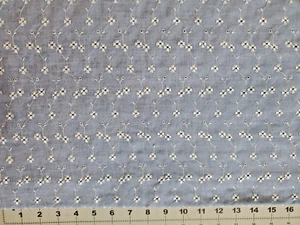 Blue Embroidered Floral Eyelet Fabric, Flowers Vines, Doll Dress, Sewing - Picture 1 of 3