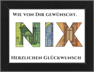 NIX Geschenk zum Geburtstag Geschenke Geldgeschenke Nichts für Männer und Frauen - Bild 1 von 12
