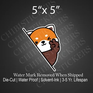 Red Panda Chibi Cutie Adorable Animal Sticker Peeker Vinyl Sticker Waterproof - Picture 1 of 2