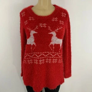 French Laundry Reindeer Red Christmas Holiday Sweater Womens Size M - Picture 1 of 6