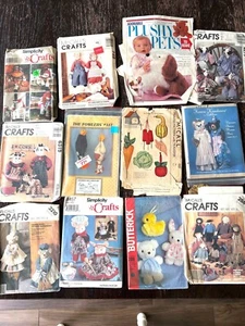 Vtg Craft Sewing Pattern Lot 12 Dolls Plush McCalls Simplicity Butterick 1980s - Picture 1 of 1