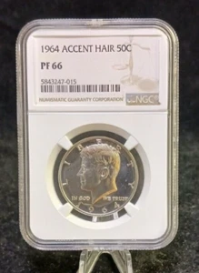1964 NGC PF66 Accent Hair Kennedy Half Dollar Coin - Picture 1 of 4