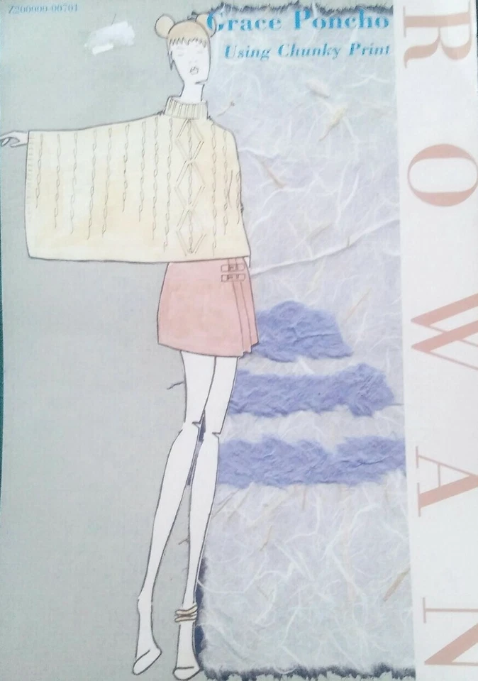 KNITTING PATTERN Rowan Chunky Print Wool 'Grace Poncho' Adult 8mm 7mm  - Image 1 of 1