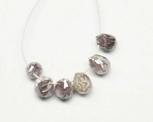 5 piezas cuentas briolette de diamantes sueltos perforadas facetadas rosa natural 2,0 mm -3,5 mm - Imagen 1 de 7