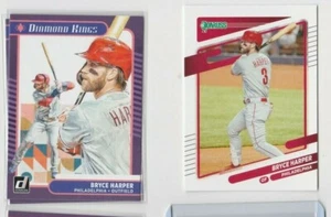 BRYCE HARPER 2021 DONRUSS 3 CARD LOT-INCLUDES A DIAMOND KING & PICTURE VARIATION - Picture 1 of 12