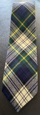 Vestido Gordon Corbata Escocesa Tartán Lana Pura Verde Azul Blanco Corbata Foto 1 de 4