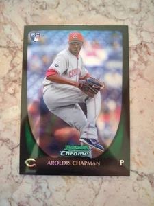 2011 Bowman Chrome Refractor RC #177 Aroldis Chapman Cincinnati Reds Card H9 - Picture 1 of 2