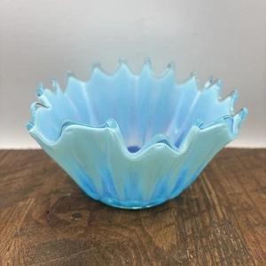 Vintage Fostoria Erbstück Glas blau opalisierend Spritzschale Vase Taschentuch 7" - Bild 1 von 8