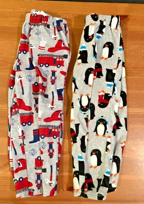 Lot 2 Boys Carters Pajama Pants Sleep PJ's fire truck penguin size 3 3T EUC - Image 1 of 3