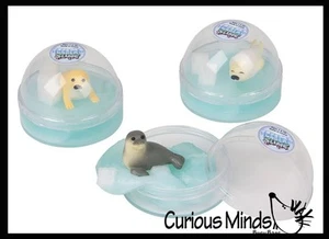 Juego de 3 focas slime - masilla de limo de foca temática ártica con cubitos de hielo de espuma e higo - Imagen 1 de 10