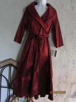 Vestido midi Alex Evenings nuevo con etiquetas talla 8 borgoña metálico cóctel inspirado vintage Foto 1 de 4