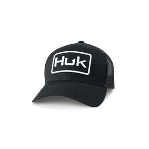 HUK Men's Adjustable Snapback Trucker Hat Black Fishing Apparel One Size - Picture 1 of 2