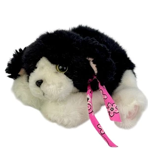Juguete de peluche vintage TYCO cachorro cachorro cachorro negro blanco OREO perro 1993 arco rosa - Imagen 1 de 7