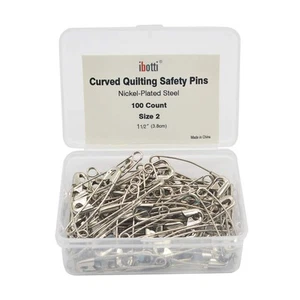 ibotti Curved Safety Pins for Quilting, Basting Pins, Size 2, 100-count - Picture 1 of 7