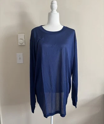Новый с Ярлыками зимние шелка женщин плюс размер XXL 100% Топ длинным рукавом синий легкий - Изображение 1 из 4