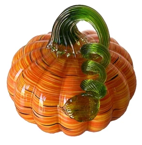 Fall Autumn Harvest Glass Pumpkin Gourd Holiday Home Bar Thanksgiving Decoration - Picture 1 of 6
