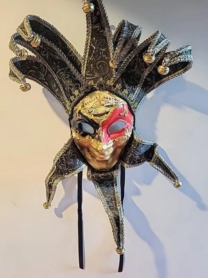 Venetian Court Jester Paper Mache Mask Handmade  Venice SIGNED - Image 1 of 4