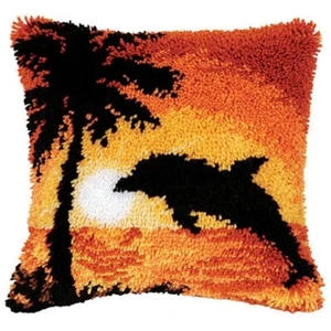 Latch Hook Dolphin Cushion with Canvas Hook and Threads Kit - Picture 1 of 3